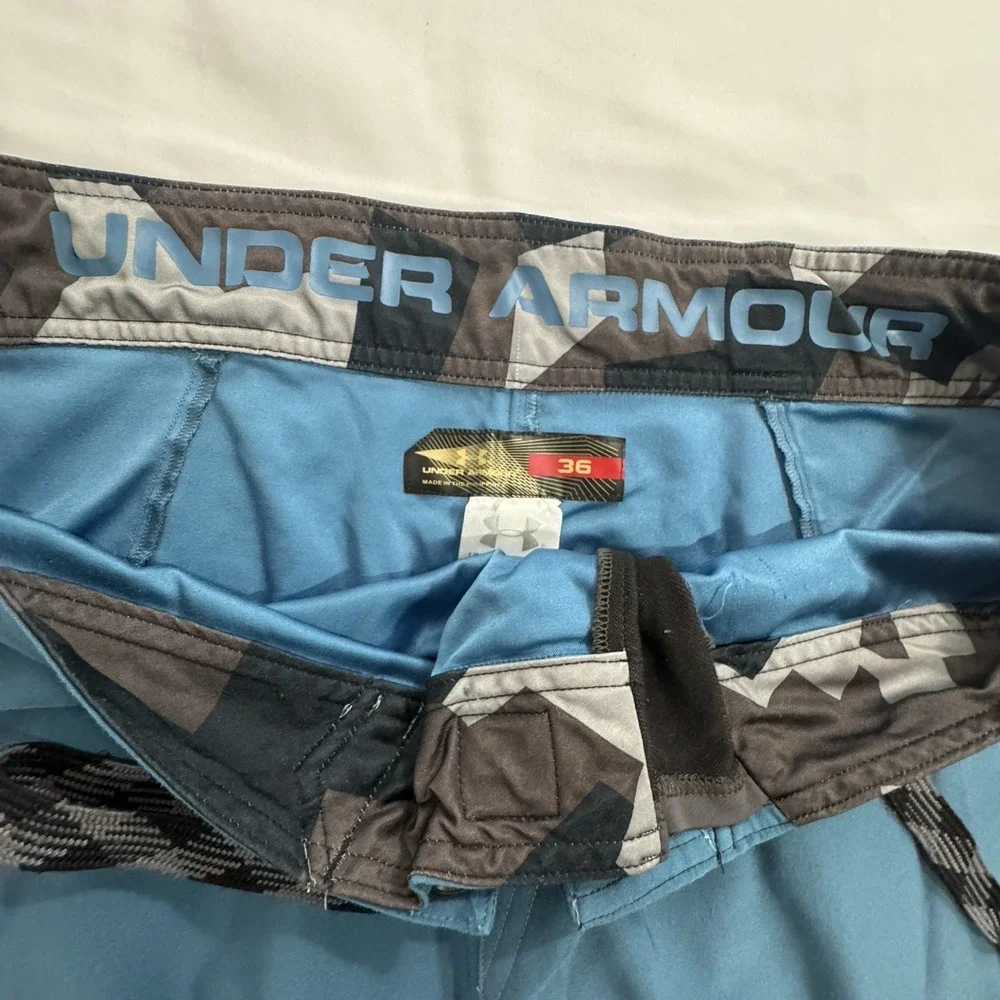 Under Armour Board Shorts Men's 36 Zipper Pockets Blue Quick‎ Dry Lightweight
